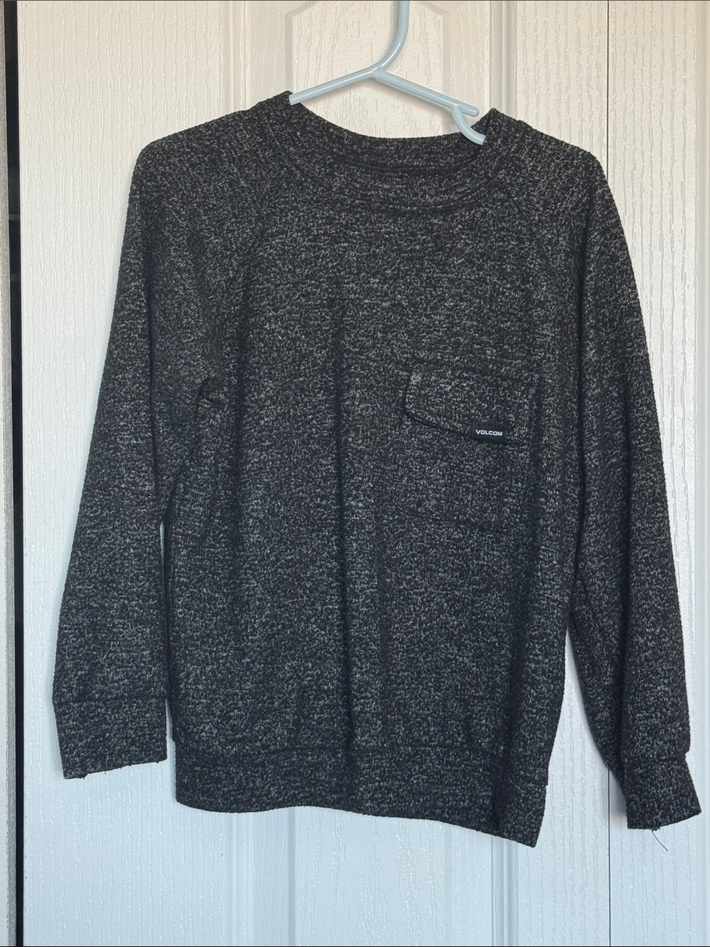 Volcom Kids Size 4 Black White Speckled Pocket Crewneck Sweatshirt